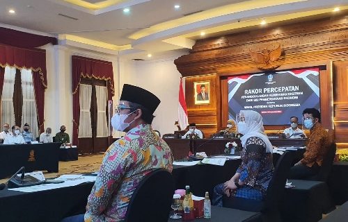 Bupati Ra Latif Ikuti Rakor Penanggulangan Kemiskinan Ekstrem Bersama Wakil Presiden